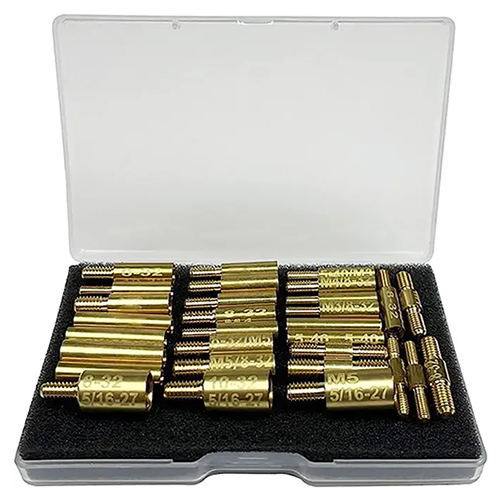 Pistola garbitzeko haga egokitzeko egokitzaileak 30 pieza paketea 5-40 8-32 10-32 5/16-27 M3 M4 M5 hariak haga ar eta eme konektorean