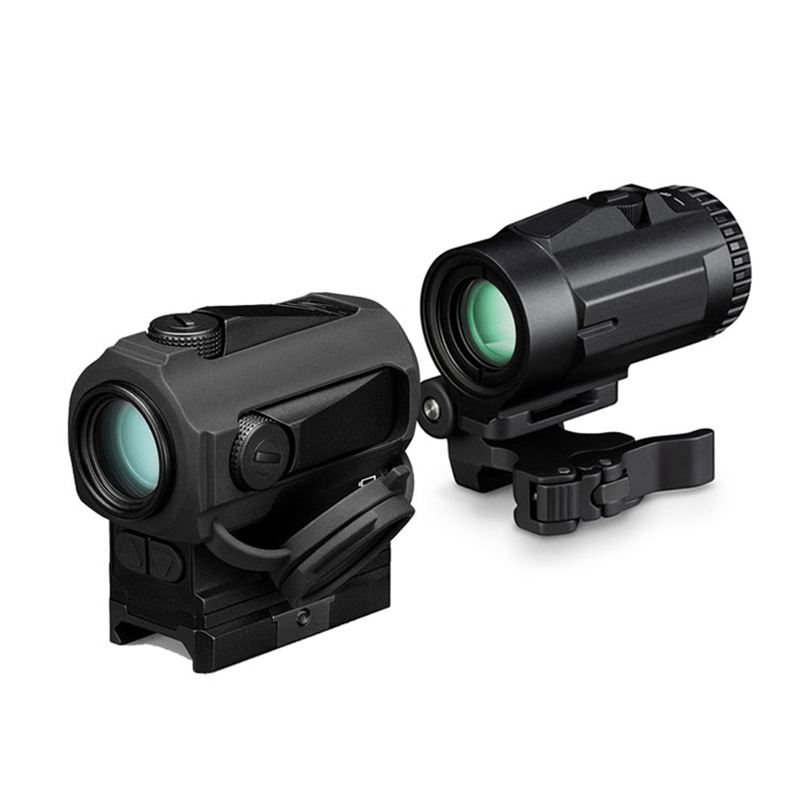 3X lupa taktikoa Optika Ehiza-lupa Ikuspegiak Puntu gorriko Bista QD Munturarekin 20mm-ko Fusil Pistola Railerako