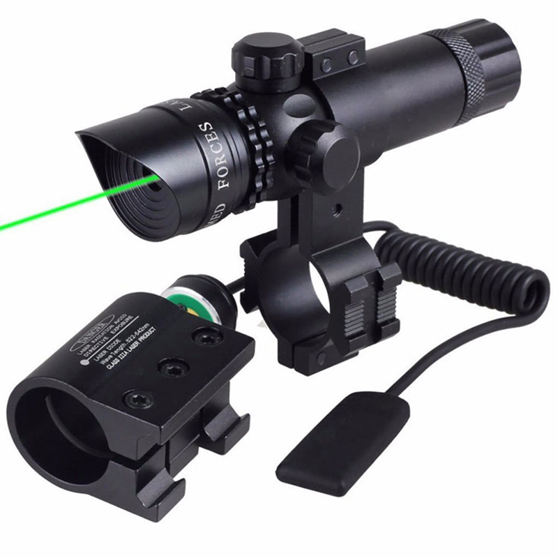 Doikuntza taktikoa etengailua Laser bista Fusil trinkoa Pistola Laser berdea Laser ikusmena Pistola laser bistarako 2 euskarriekin