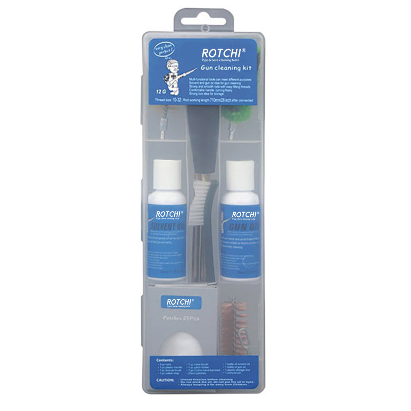 Kutxa gardena Airgun pistola garbitzeko kit olio botila batekin