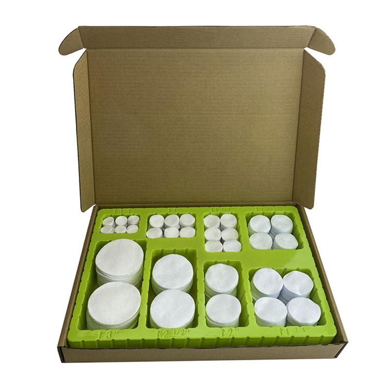 Kotoizko oihal zuri unibertsala Pistola garbitzeko adabakiak Blister Kutxa